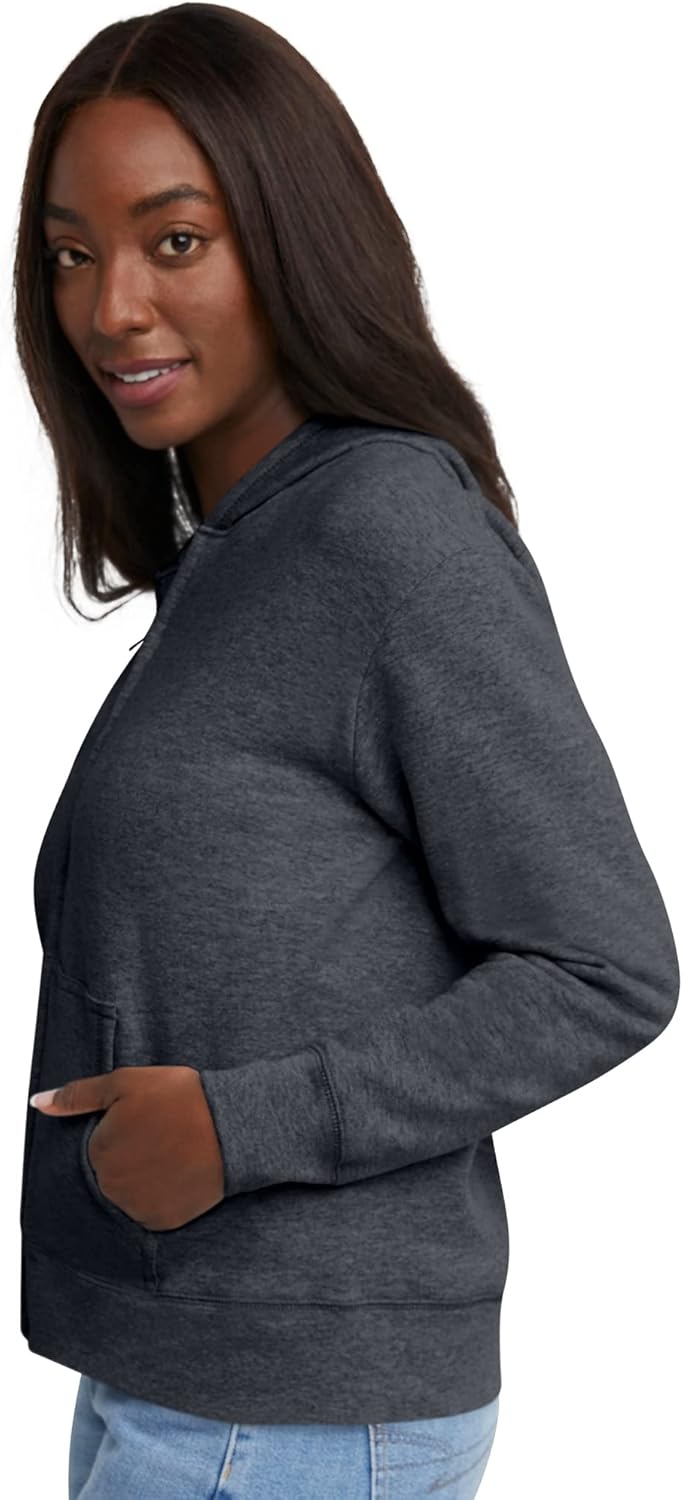 Hanes, Ecosmart Fleece Full Hoodie, Zip-up Hooded Sweatshirt for Women Medium Slate Heather