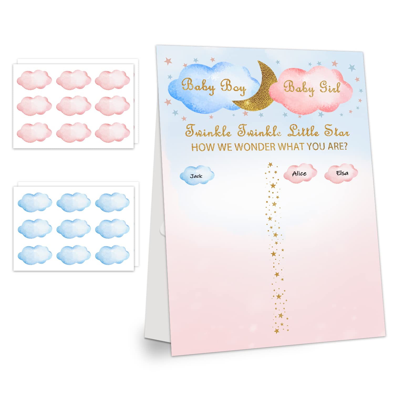 UBLUROBoy or Girl Voting Gender Reveal Party Game - Blue and Pink Gender Reveal Voting Poster Board with Stickers Gender Reveal Party Games Kit - 12x17 inch