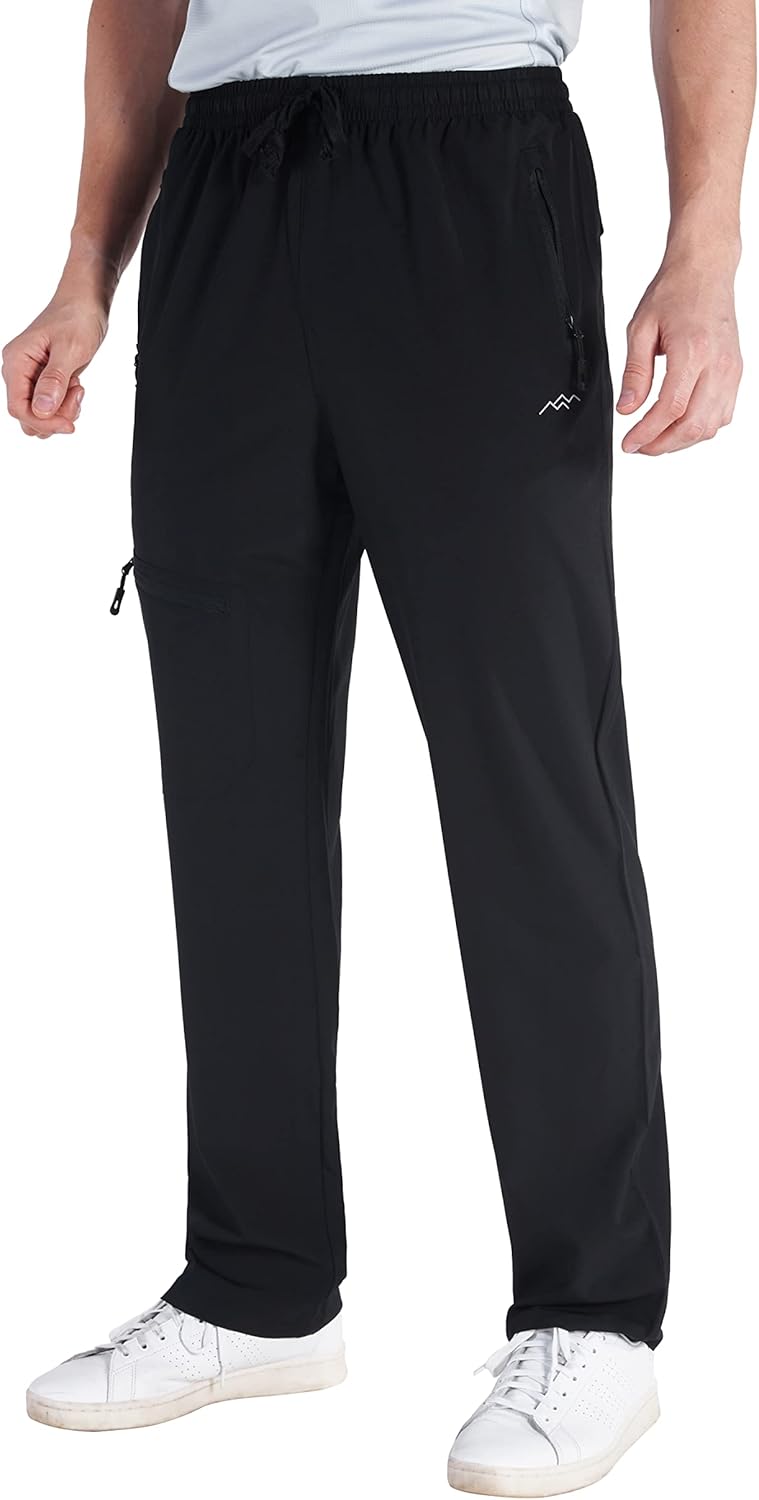 TRAILSIDE SUPPLY CO. Mens Lightweight Track Pants,Stretchy Pants with Zipper Pockets TRAILSIDE SUPPLY CO. Mens Lightweight Track Pants,Stretchy Pants with Zipper Pockets