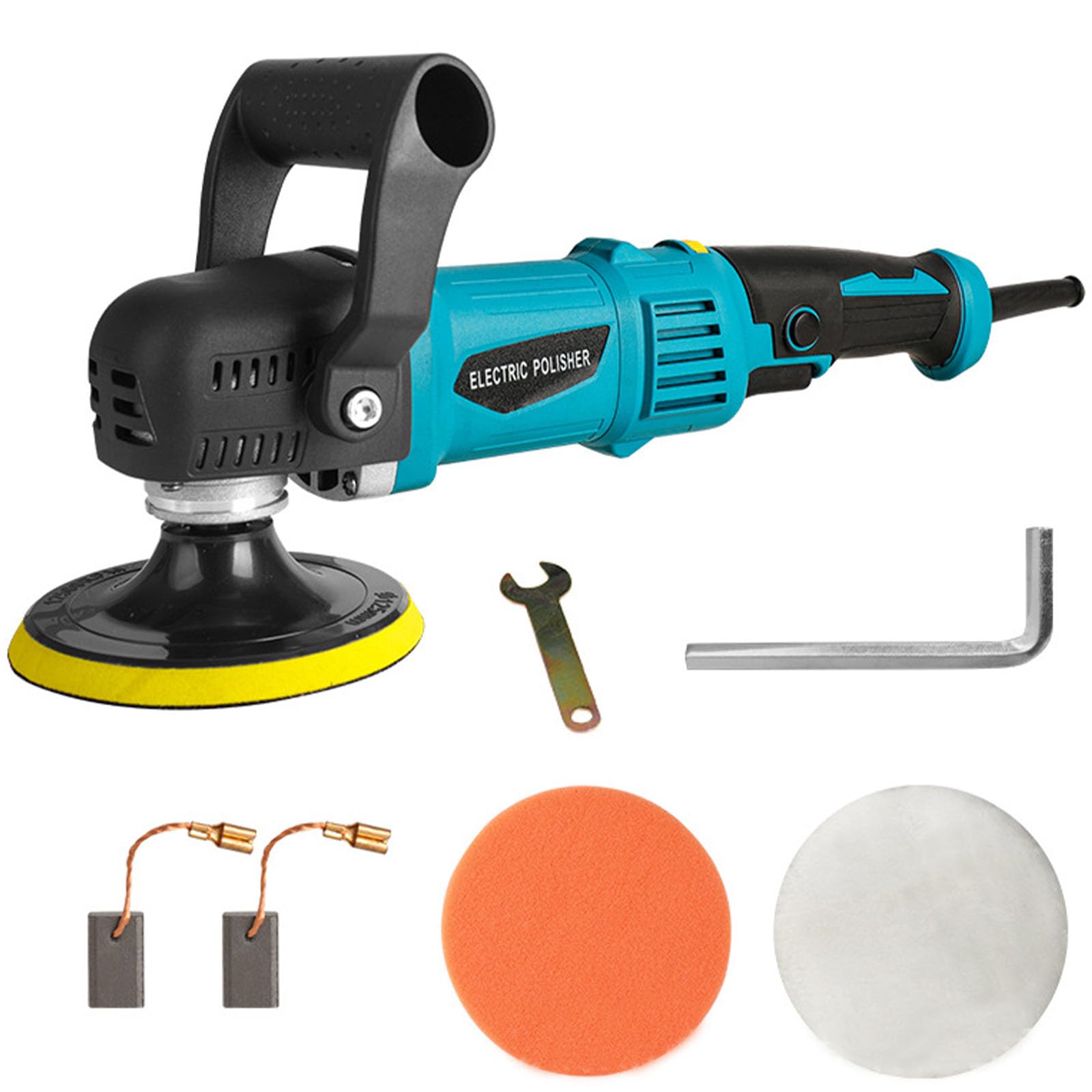 Lucidatrice Auto,980W lucidatrice per auto 5800 Giri/min, lucidatrice rotorbitale,6 Velocità Regolabili,2*Spugne Lucidanti Impugnatura D staccabile per Auto,Lucidatura di Pavimenti e cera