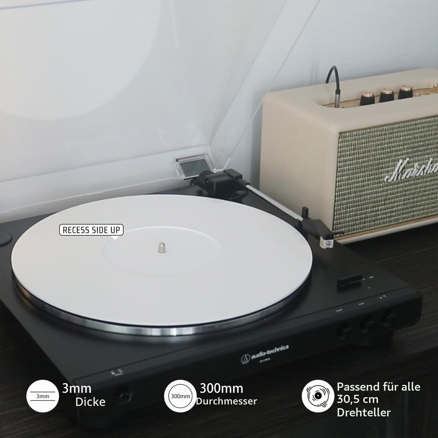 Turntable Mat Record Platter Slipmat: Acrylic Record Player Platter Vinyl Slipmat for Turntables Antistatic Tighter & Defined Bass, White