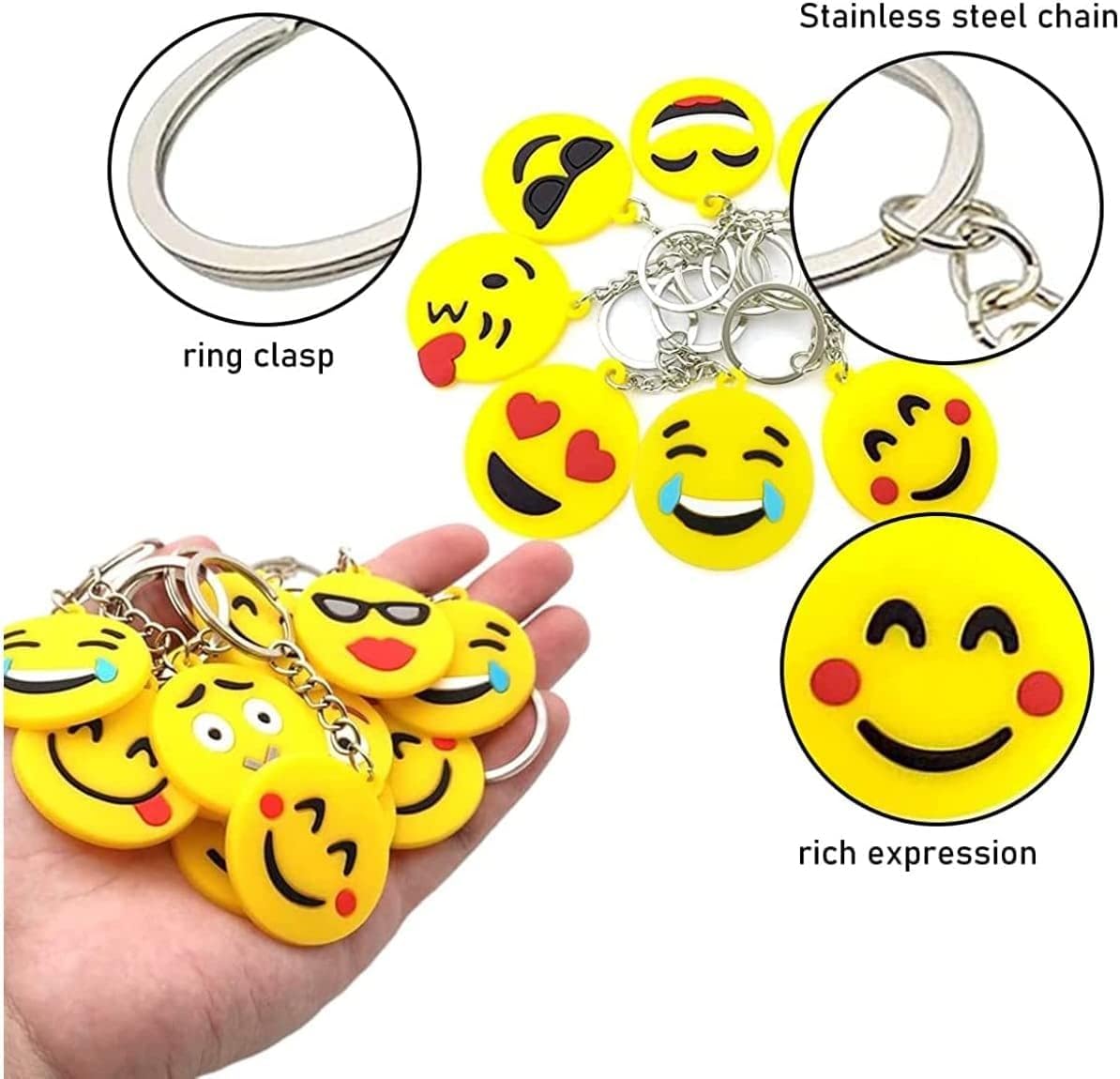 32 Pack Mini Emoticon Keychain Plush(16 expressions), Cute Keychain, Party Favors for Kids, Keychains, Valentine's Day Gifts/ Birthday Party Supplies, Emoticon Gifts Toys Carnival Prizes...