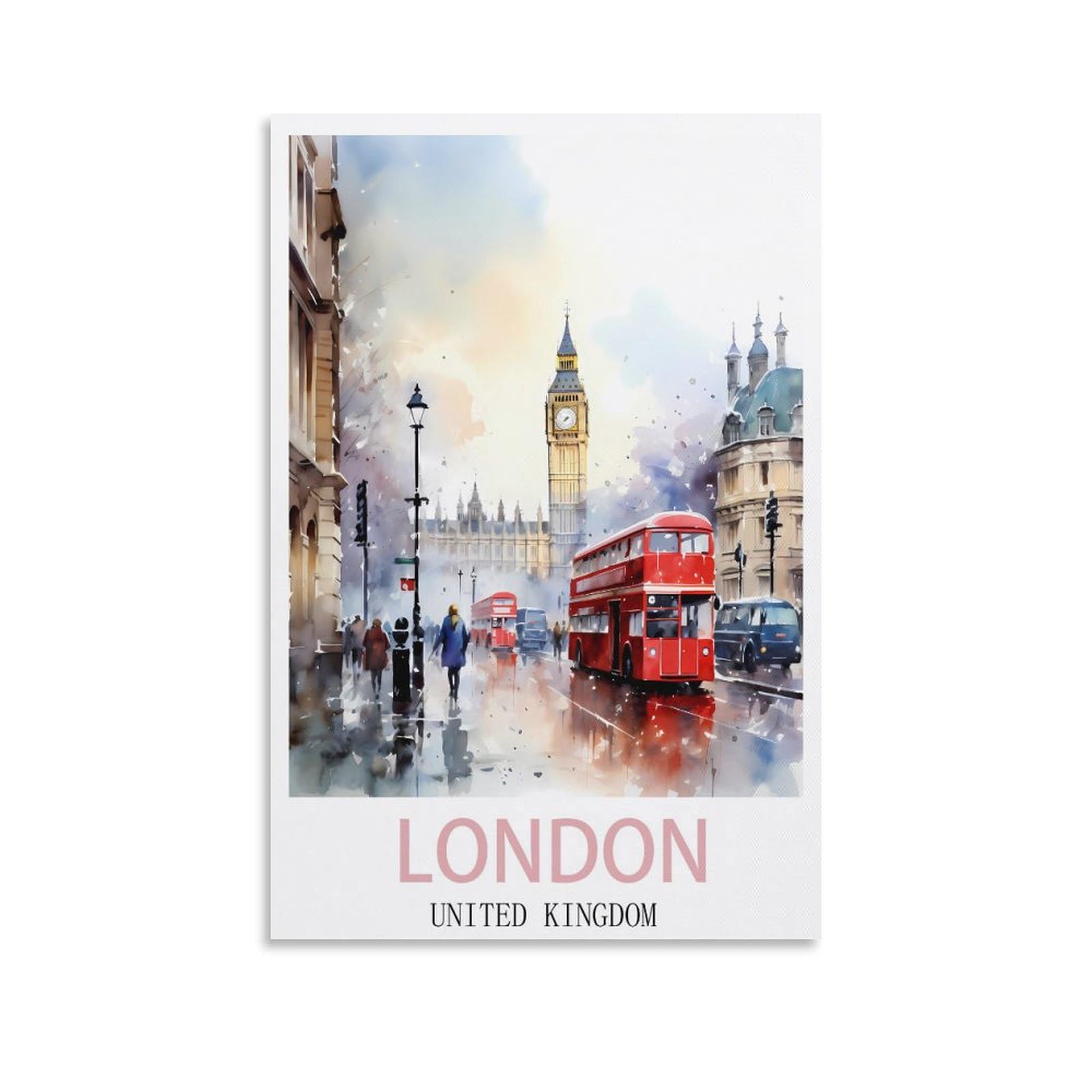 CYYHGEE London Vintage Travel Poster 08x12inch(20x30cm) Canvas Poster Wall Art Living Room Home Decor