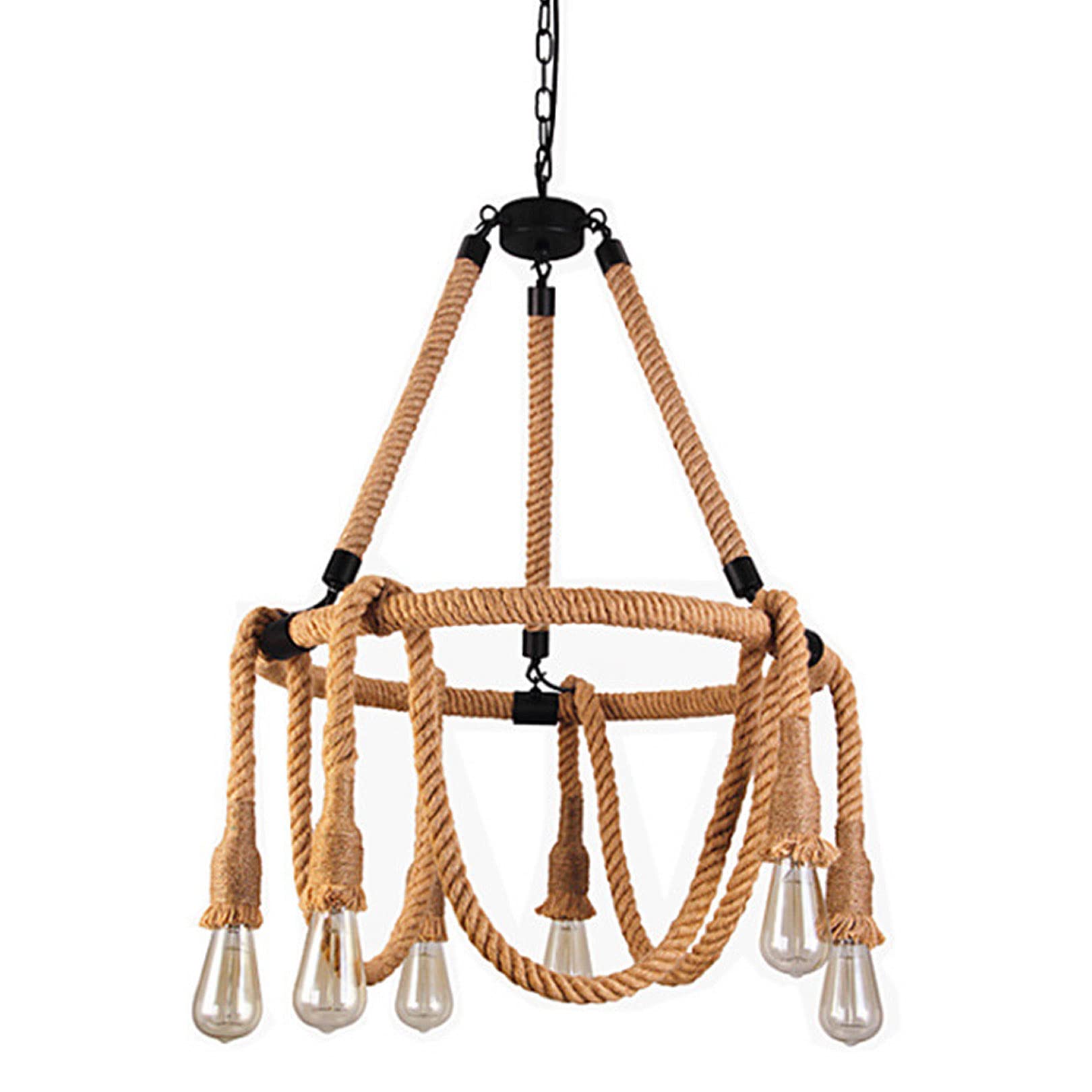 Suspension corde vintage 6 lumières éliminez les zones d'ombre de votre cuisine