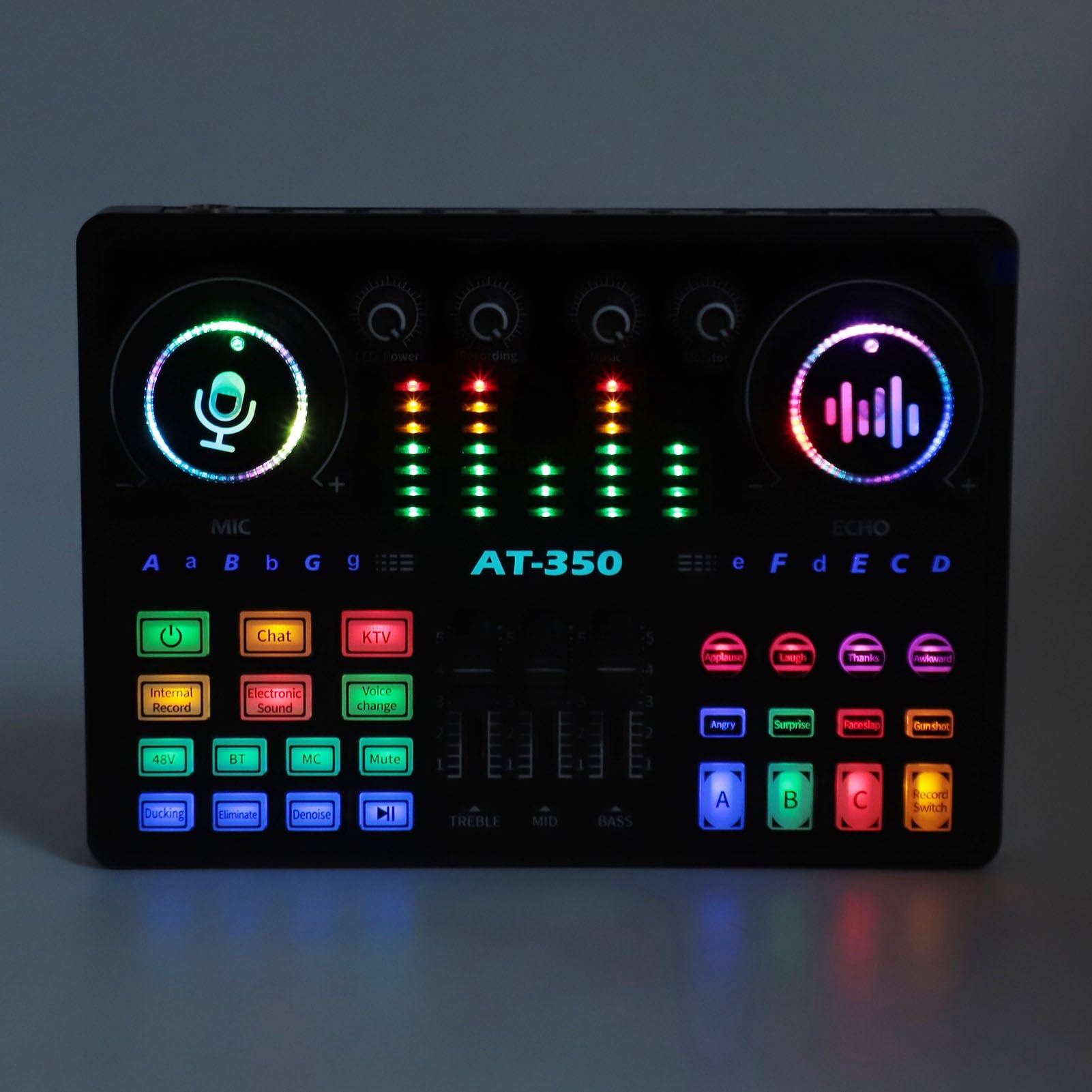Professioneller Bluetooth Live -Soundkartenmixer mit LED Light Voice Changer Mehrfach Soundeffekte der Soundkarte zum Streaming -Podcasting