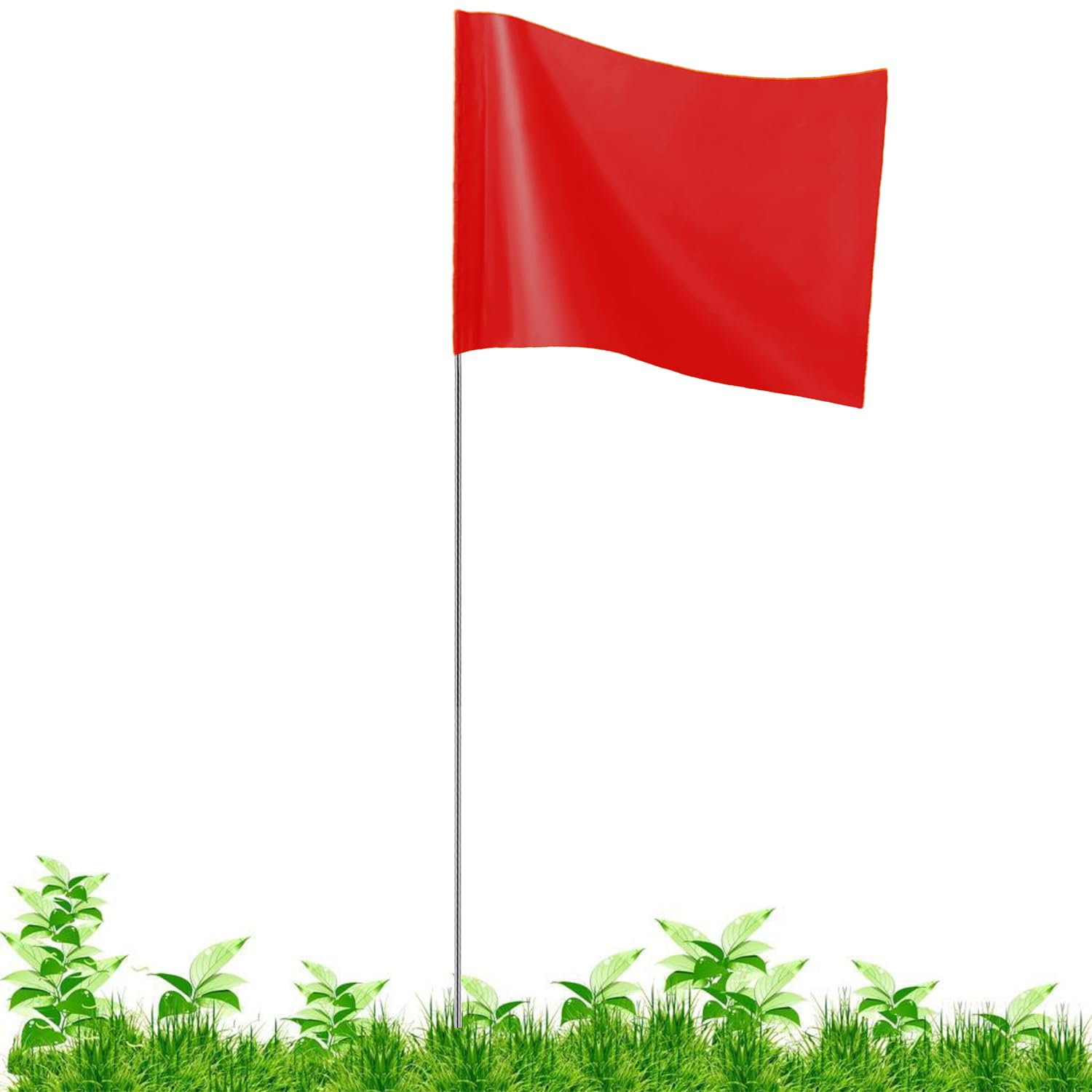 100Pack Red Marking Flags, JIZHGRAD 16x4x5 Inch Marker Flags Use for Yard & Lawn, Boundary & Dog Training, Survey & Landscape, Sprinkler & Surveyor, Garden & Construction, High Visibility, Sturdy,
