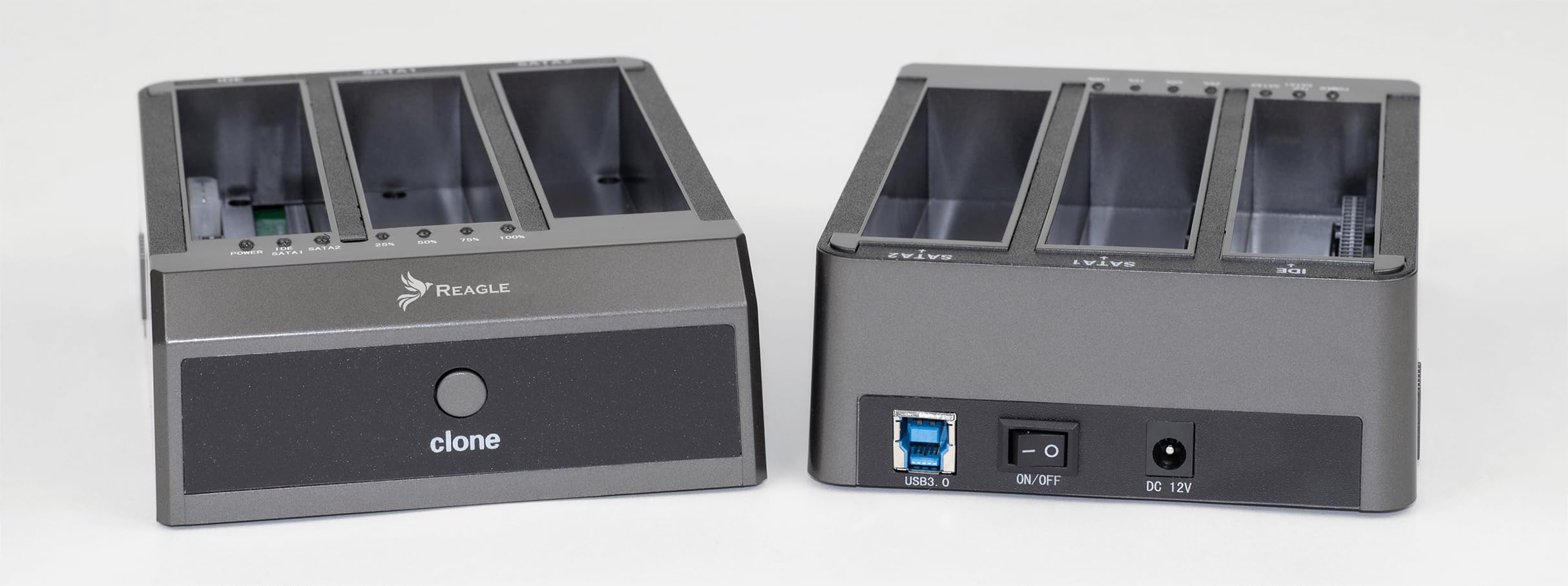 Reagle Station d'accueil pour disque dur 2,5" et 3,5" HDD/SSD 3 baies, fonction clonage hors ligne, USB 3.2 Gen 1, 18 To, aluminium, SuperSpeed 5 Gb/s, Plug & Play, avec bloc d'alimentation et câble