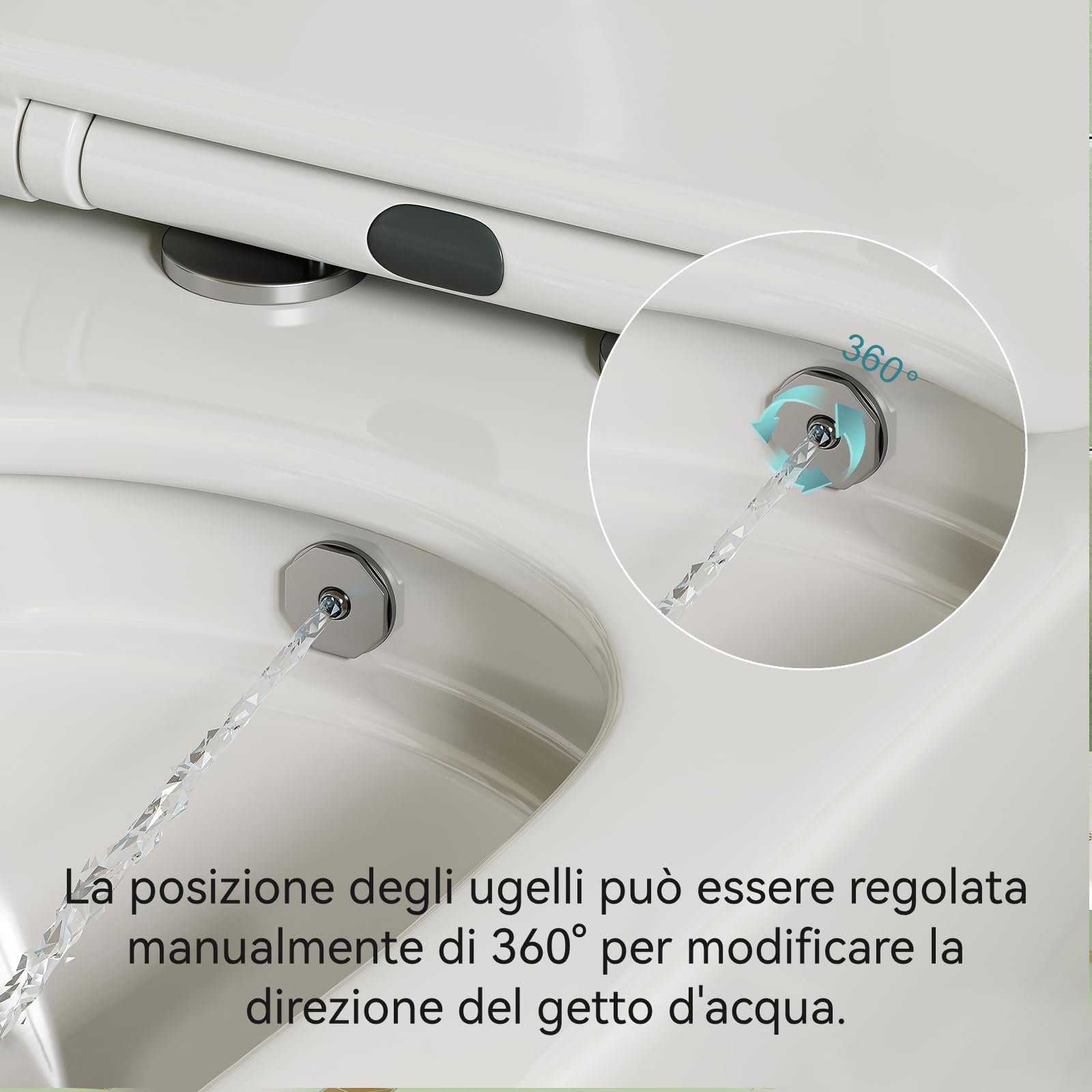 WC con ugello integrato, WC sospeso con funzione bidet, WC con rivestimento nano-rivestimento, WC con rubinetto, sedile WC con abbassamento automatico, 53 x 36 x 35 cm