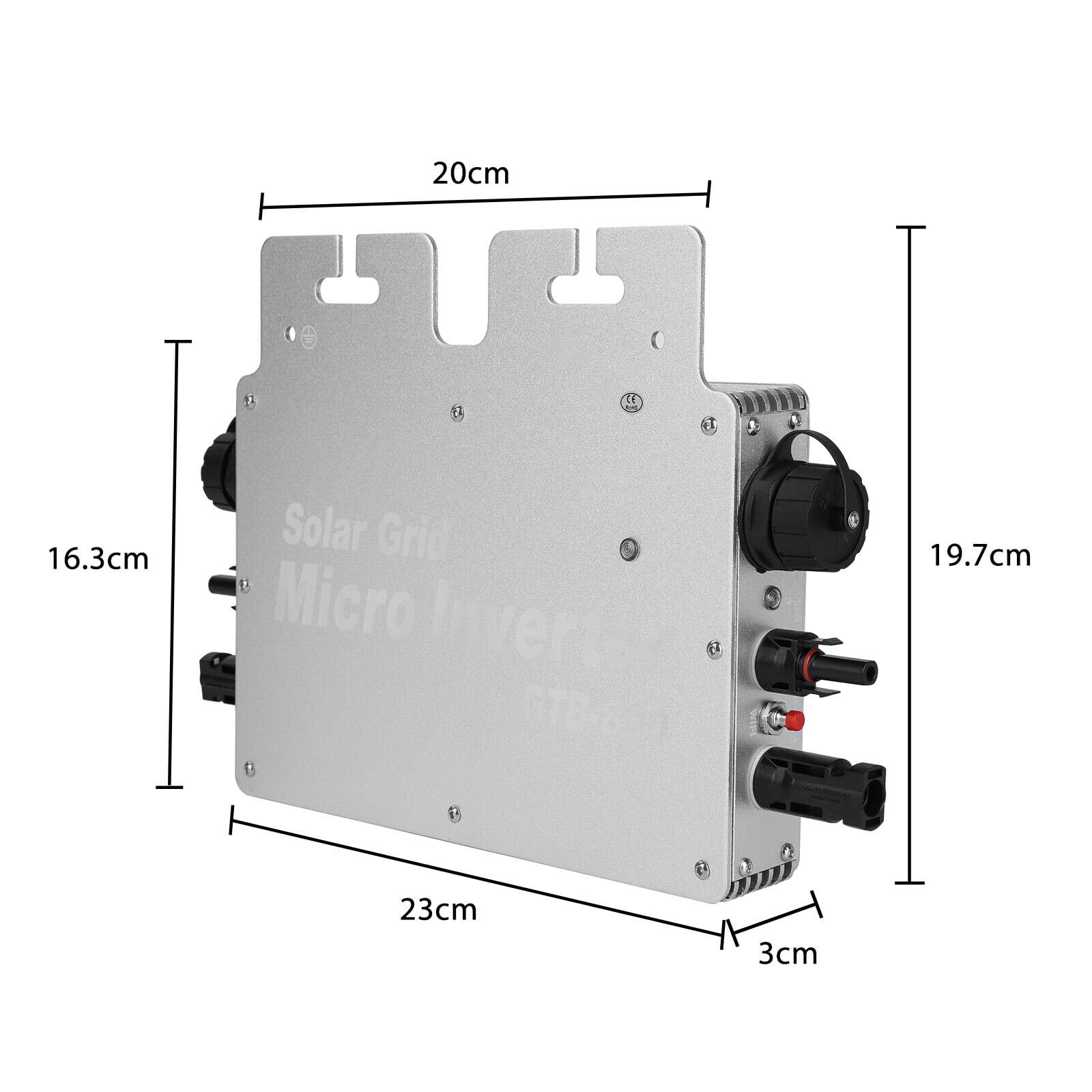 Dhouse Balkonkraftwerk 800W Wechselrichter Netzwerk-Wechselrichter WiFi Steuerung DC 22-55V zu AC 230 V Automatische Identifizierung MPPT Solar Grid Tie Inverter Sliber