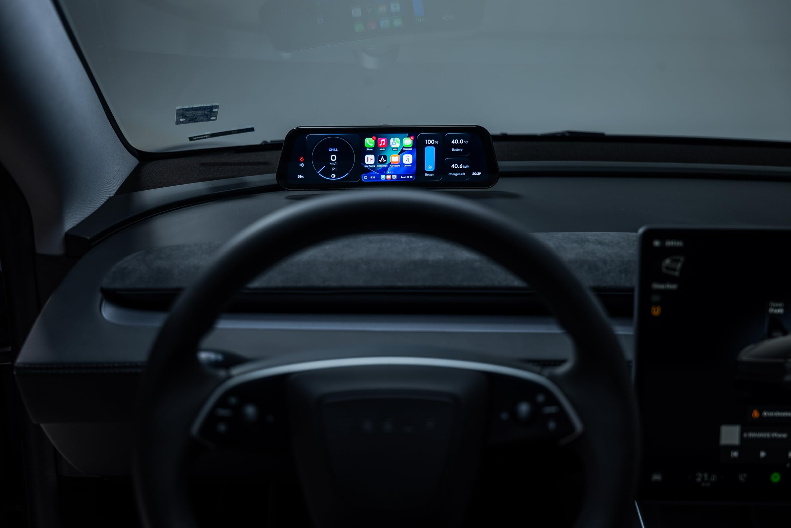 S3XY Dash dla Tesli - 9,6" ekran QLED, powłoka antyrefleksyjna (wyświetlacz głowicy, CarPlay, Android Auto) (Samodzielny (bez sterownika), wszystkie modele)