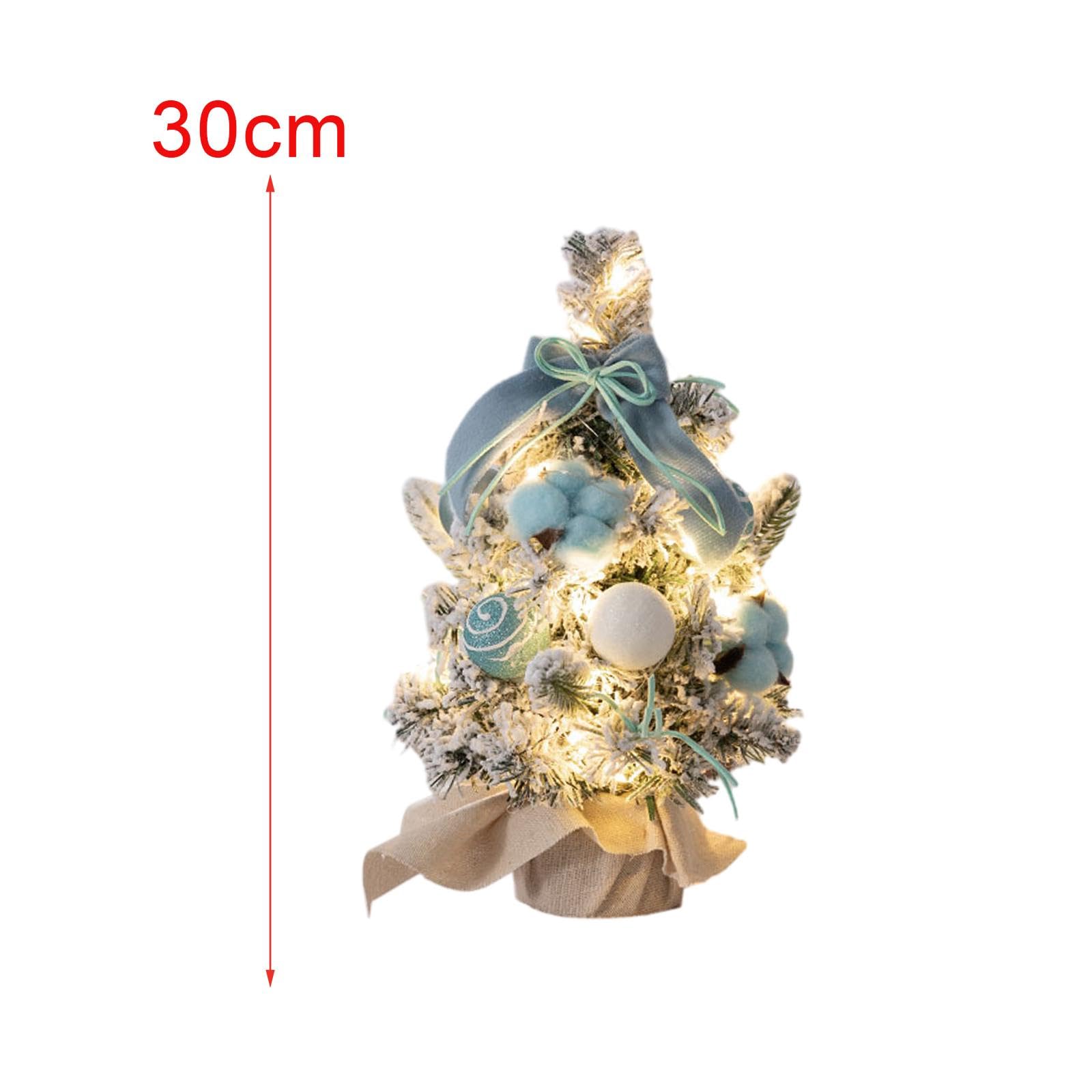 Oshhni Mini-Weihnachtsbaum mit LED-Lichtern, Tisch-Weihnachtsbaumschmuck für Zuhause, Büro, Zuhause, Küche, Esstisch-Dekoration, blau 30cm