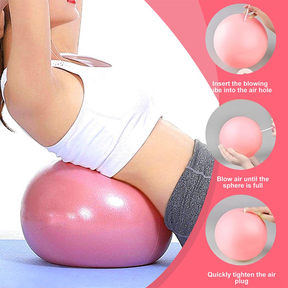 Set di Anelli per Pilates, 5PCS Kit di Anelli per Pilates, Pilates Essentials Kit, Inclusi L'anello Di Pilates, Cerchia di Pilates, Palla Yoga, Cinghia Yoga E Fascia Fitness, per Esercizi, Rosa