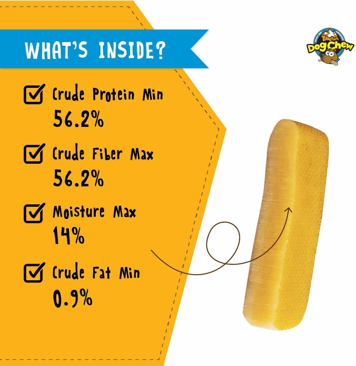Tibetan Dog Chew Yak Cheese Sticks - Natural Treats for Small to Large Dogs, Lasting, Digestible, Promotes Dental Health, Rawhide and Grain-Free, Ideal for Aggressive Chewers, 10-Pack