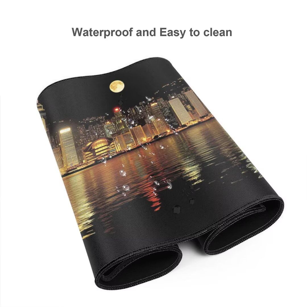 Alfombrilla Ratón XXL 1000 x 500 mm,Oro Alfombrilla de Ratón con Base de Goma Antideslizante,Alfombrilla Escritorio Impermeable Alfombrilla Ratón Desk Mat,Mouse Pad para Gamers,Oficina Nueva York gq33