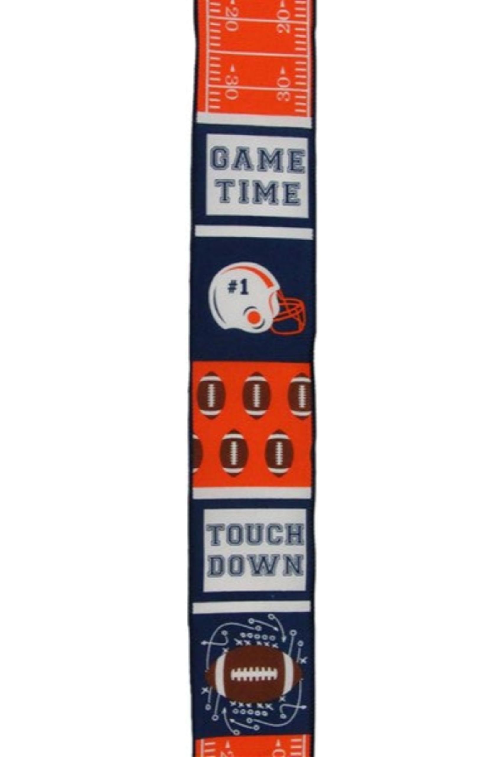 Navy and Orange Football Block Pattern Wired Edge Ribbon (2 1/2 inch x 10 Yards) Sports Decor, Crafting, Wreath, Bow, Decorating Ribbon