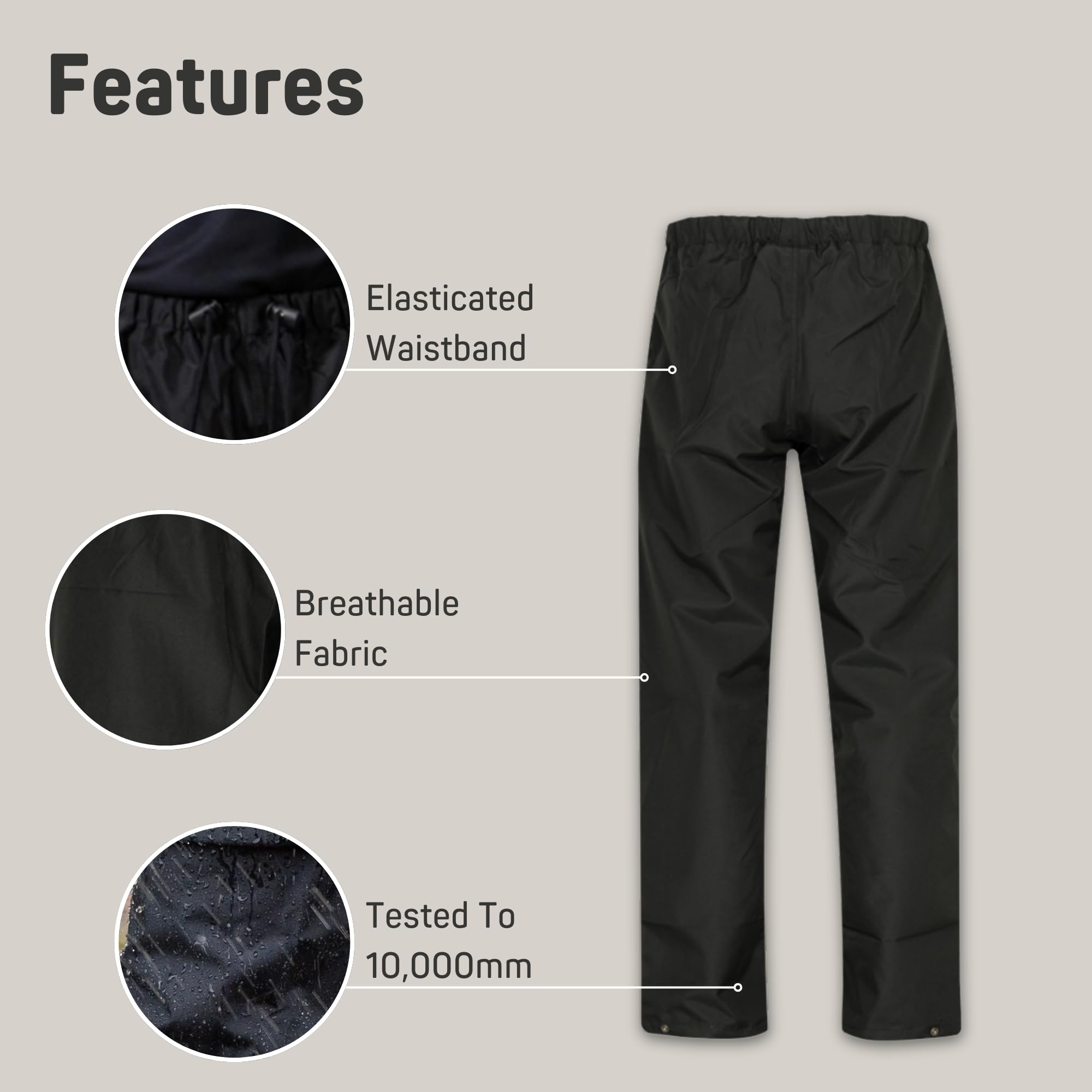 Xpert - Swampmaster Xtremegear Pantalon imperméable unisexe coupe-vent respirant anti-transpiration pour homme et femme Surpantalon de pluie pour le travail, la pêche, le cyclisme ou la marche