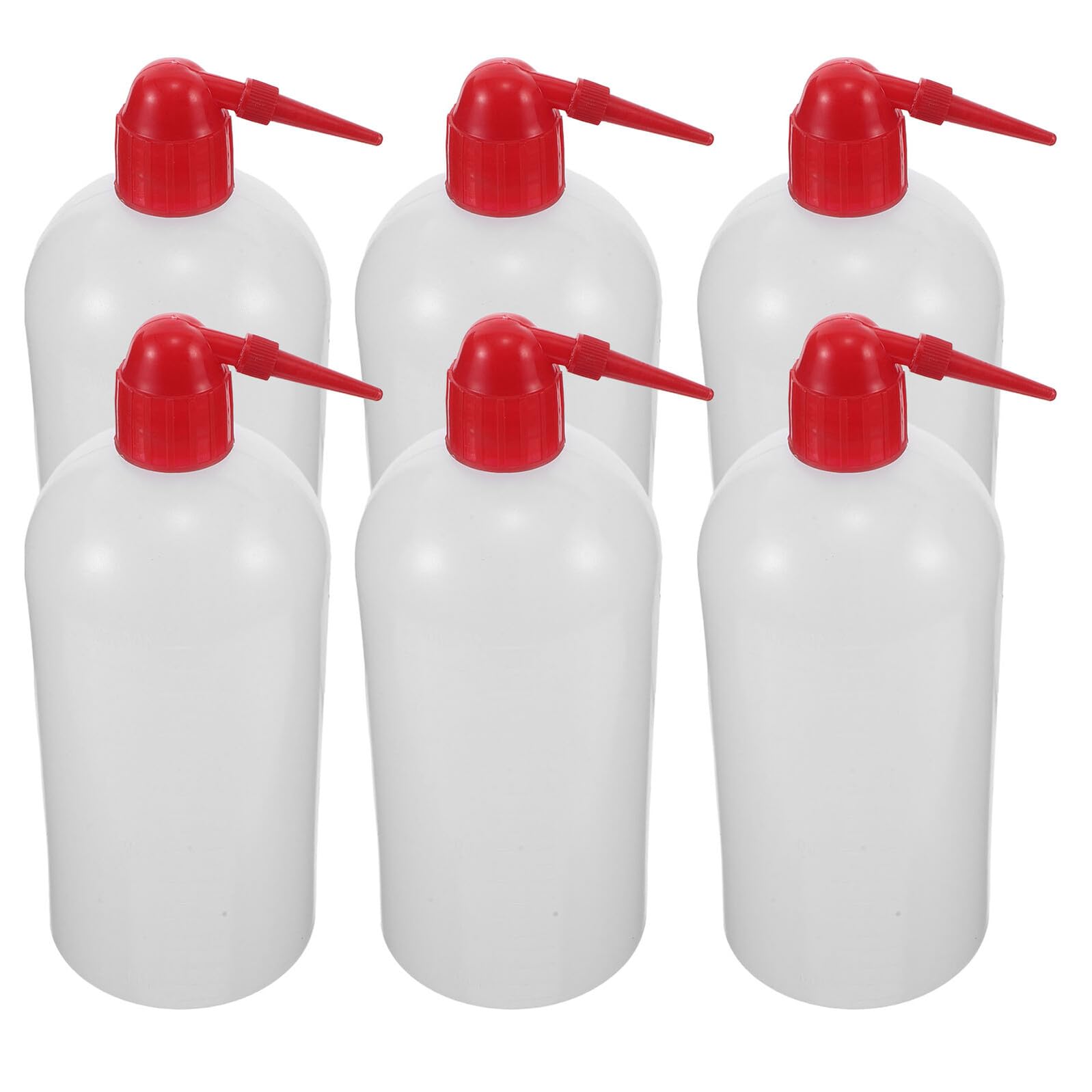 6 Stück Pack Kunststoff Labor Spritzflaschen 1000 ml mit Rotem Verschluss Schmale Öffnung Präzise Dosierflasche für Medizinische Zwecke Pflanzenbewässerung und Laborreinigung