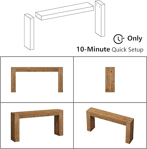 Miniatura 7 de Mesa consola de madera maciza para entrada, mesa de sofá de granja de 63 pulgadas de largo detrás del sofá, mesas de entrada rectangulares rústicas