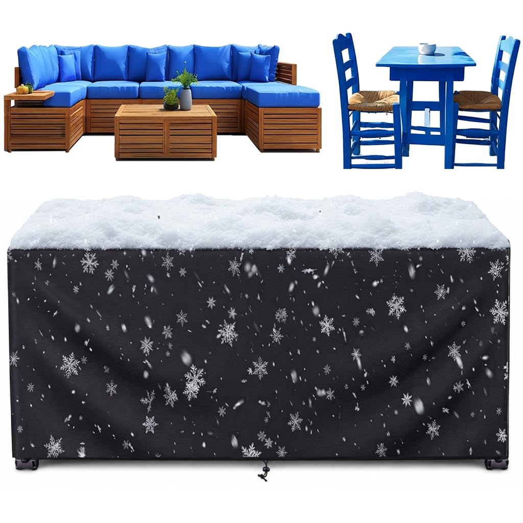 Gartenmöbel Abdeckplane Wasserdicht, 325x205x58 cm Nach Mass 420D Oxford Abdeckhaube für Loungemöbel & Tische, Reißfeste Terrassenmöbel Schutzhülle, Winddicht, Winterfest, Schwarz