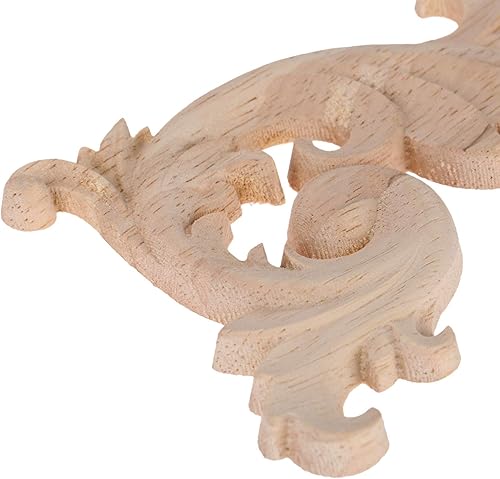 Miniatura 7 de MUXSAM Apliques tallados en madera, 1 par de pequeñas tallas de madera sin pintar, placas decorativas de esquina para espejos, paredes, puertas,