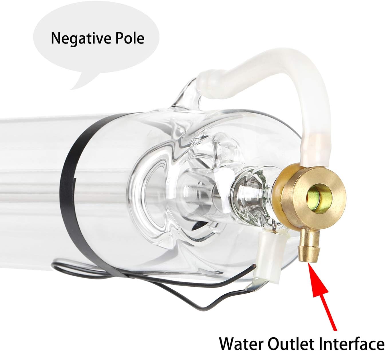 TEN-HIGH CO2 Laser Tube 80W L1250mm D80mm, Wires Preconnected with Coating, for Laser Cutter Laser Engraving Cutting Machine