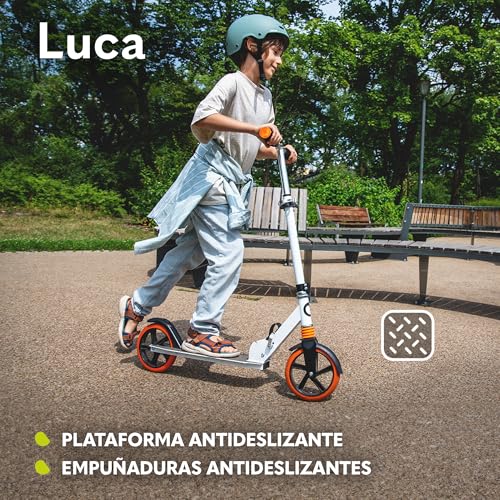lionelo Luca Patinete Urbano XXL hasta 100 kg, Scooter para niños, Grandes Ruedas 200 mm ShockResist Amortiguador, Volante Ajustable Altura, Freno Plegable - imagen 6