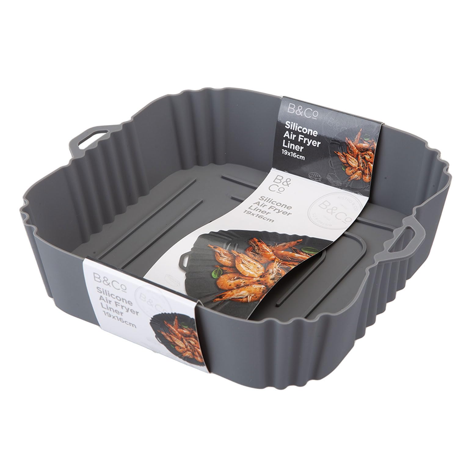 VFM - Air Fryer Liner Square Silicone Reusable Non Stick Liners for Accompanying When Cooking with Ovens and Pressure Cookers, Barbecue, Roasting - 18. 5 X 16 X 4cm Grey