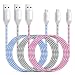 Micro USB Cable, Eversame 3 Pack 6Ft 1.8M Premium Nylon Braided High Speed Data Sync Charger Cord with Aluminum Shell For Android, Samsung Galaxy S6 Edge Plus, HTC One M9, LG G4(Blue Black Hot Pink)