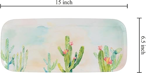 Miniatura 5 de UP ware - Bandeja rectangular de melamina de 15 pulgadas, bandeja para alimentos sin BPA (Cactus)