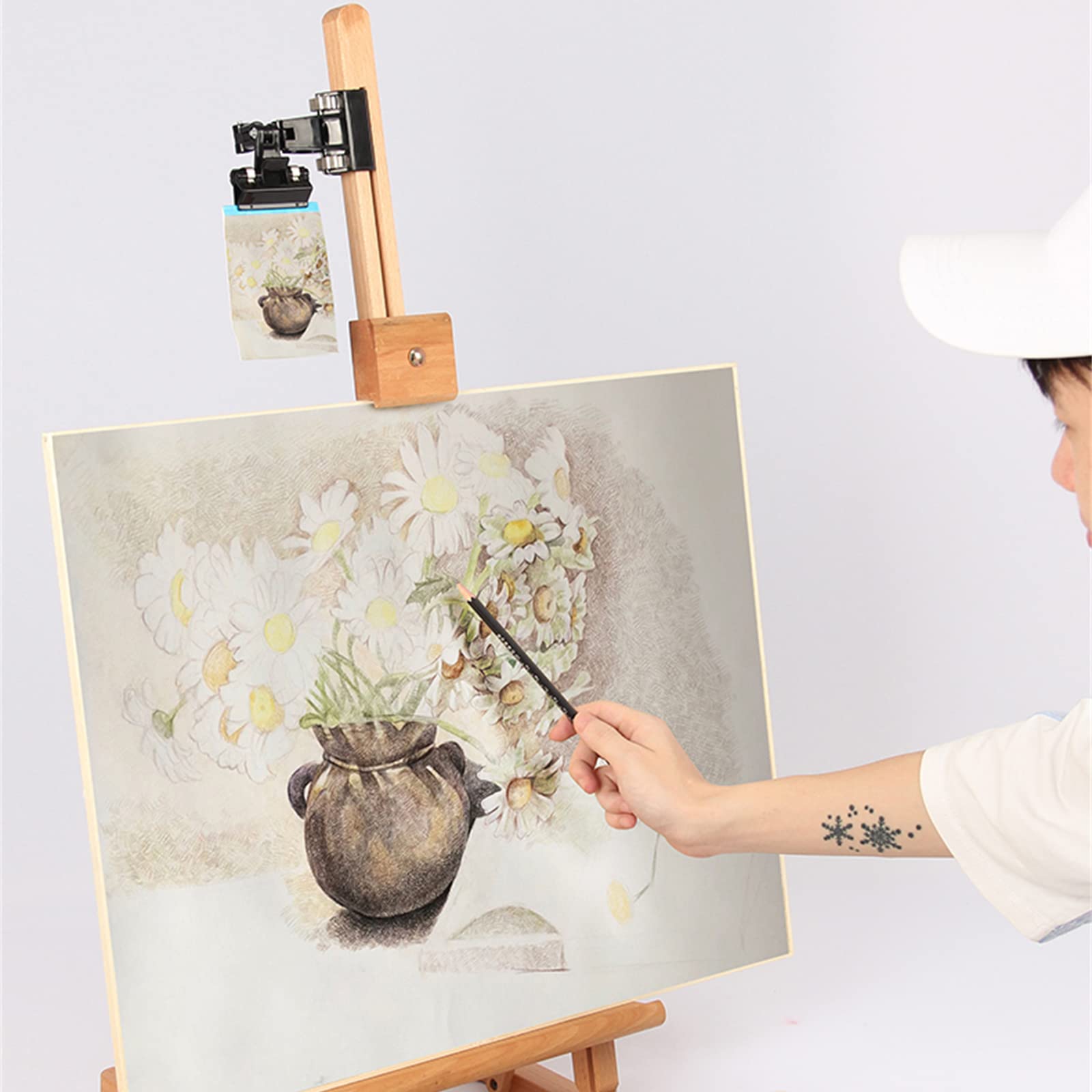 Drewniana sztaluga stołowa H dla artystów, początkujących i studentów, przenośna i regulowana sztaluga na biurko