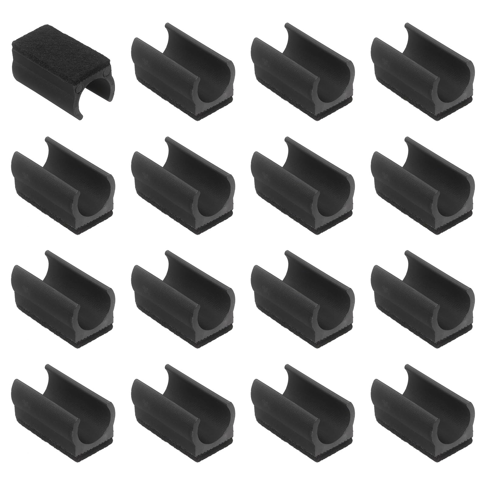 sourcing map 16 Pcs Rectangle U Shaped Chair Leg Caps with Felt Pads, Fit 19mm Dia Tubular Legs, Slide Smoothly Furniture Feet Protector No Scratches No Noise for Hardwood Floors, Black