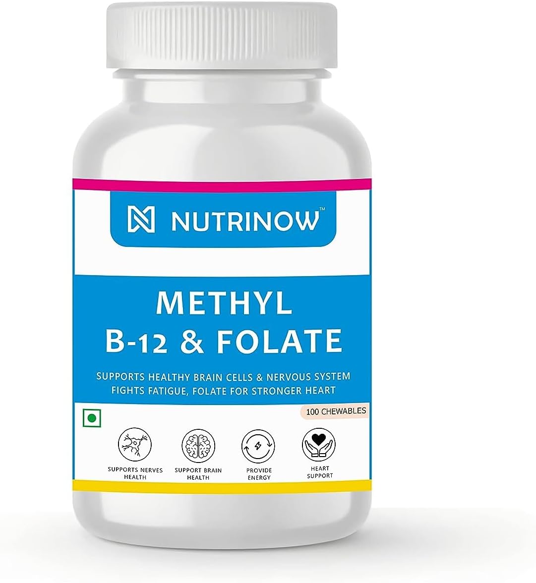 Sheltr Methyl B12 & Folate Vitamin B12, Vitamin B6 and Folate for Nerves, Brain