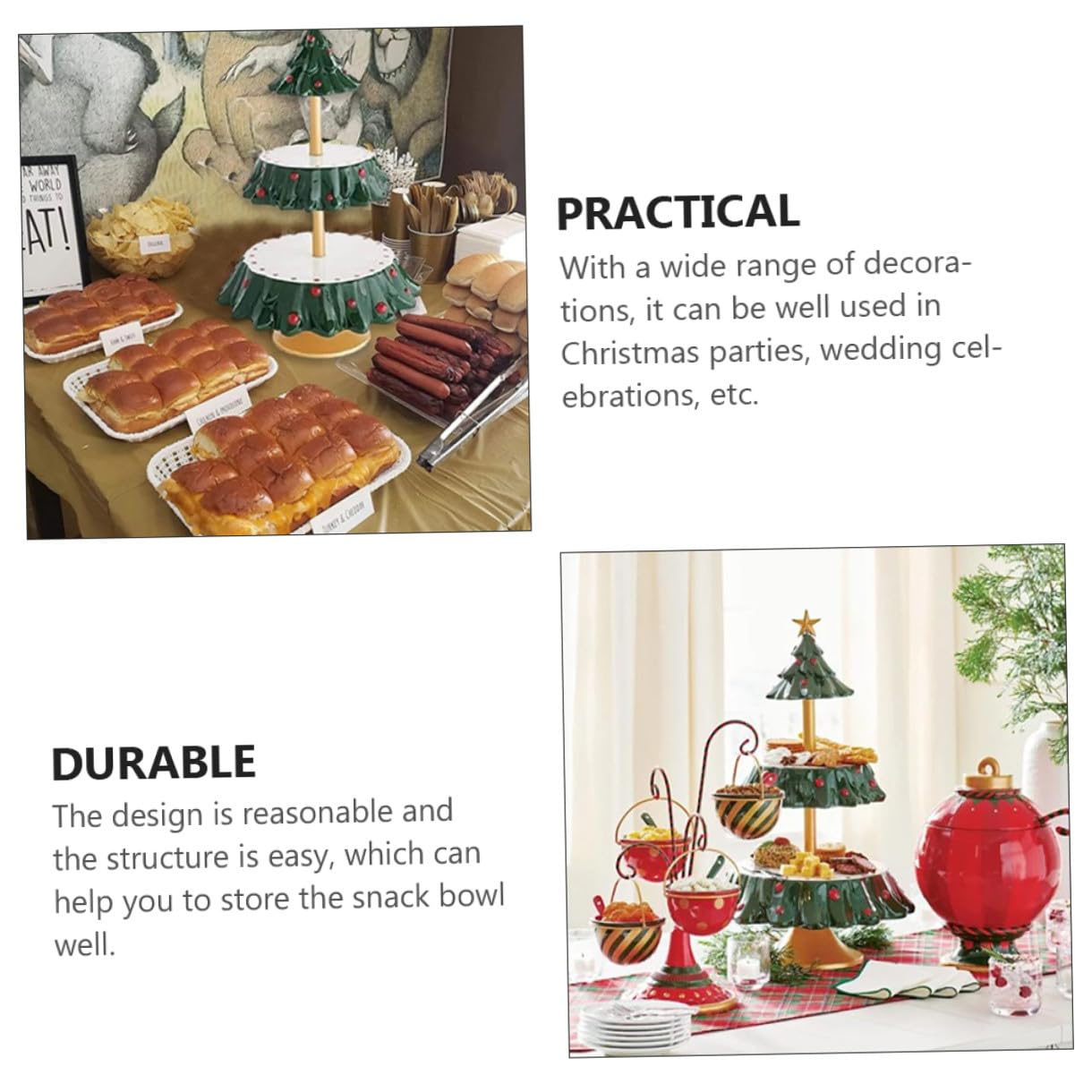 STOBAZA Vassoio Porta Snack Natalizio in Resina Sicura Espositore Multifunzionale per Dolci e Frutta Decorazione da Tavolo per Feste di Natale e Celebrazioni