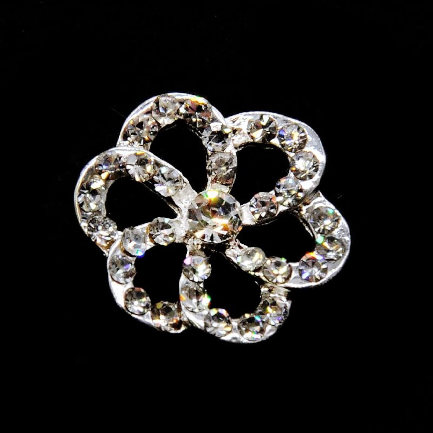 Rhinestone Buttons BRB-110, 3/4-Inch Silver Resin Base , Each Carded