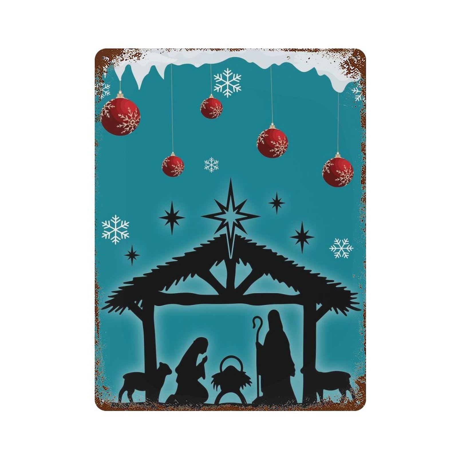 70 Holy Night 70 Rustic Tin Plaque 15.7"x11.8", Ideal for Shed, Workshop And Garage Wall Decor