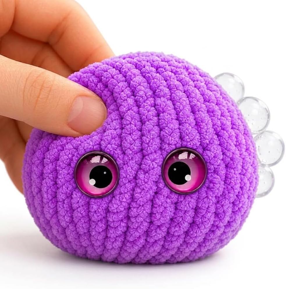 Cute Crochet Bubble Fuzzy Squishy Ball, Handmade Office Stress Relief Toys — image 1