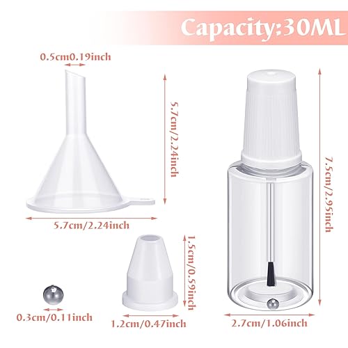 Miniatura 3 de Irenare 10 botellas vacías recargables de esmalte de uñas con cepillo, mezcla de mármol, inserto de conservación y parte superior de cepillo,