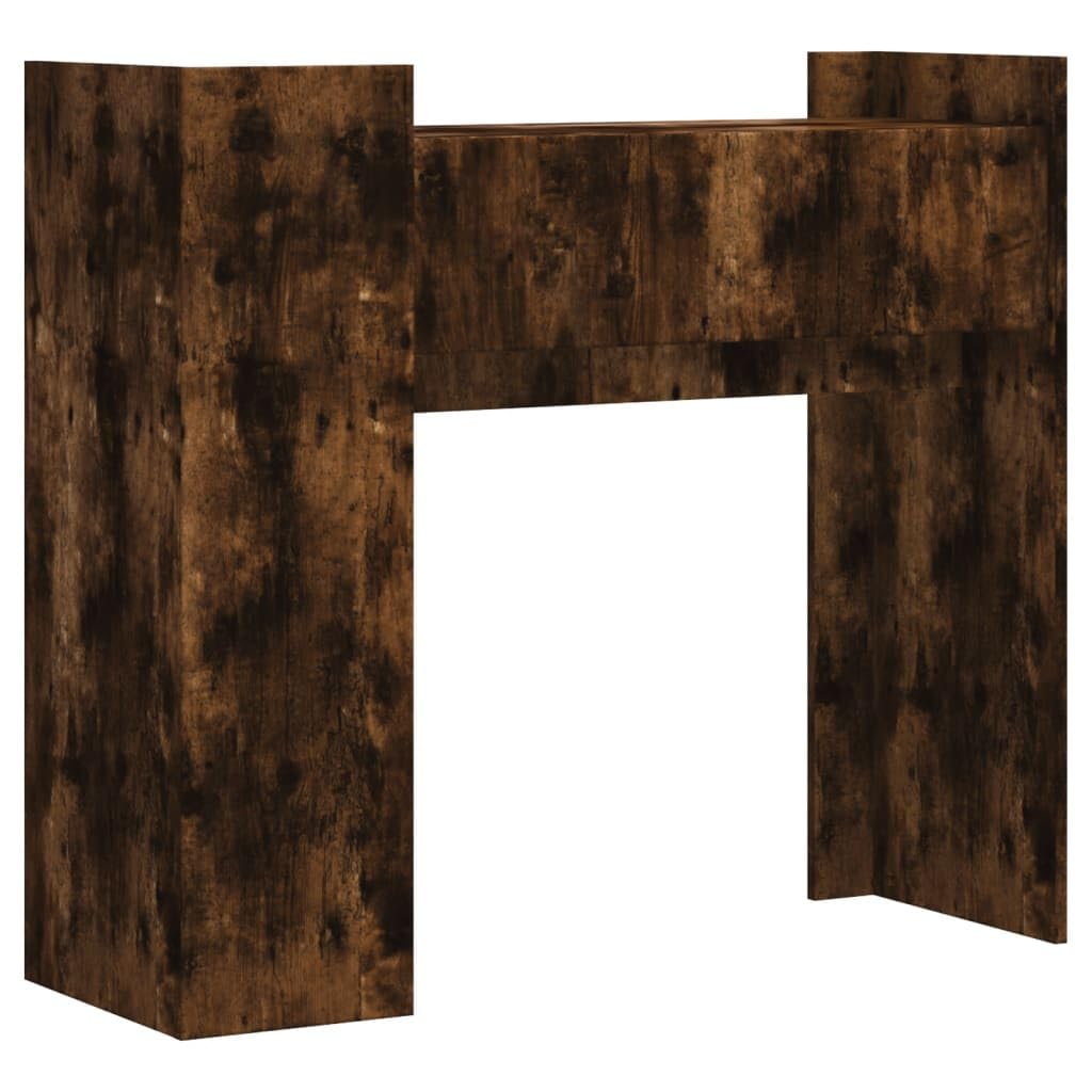 Mesa consola de roble ahumado, 100 x 35 x 90 cm, de madera, mesa auxiliar clásica para pasillo, salón y entrada, muebles de pasillo