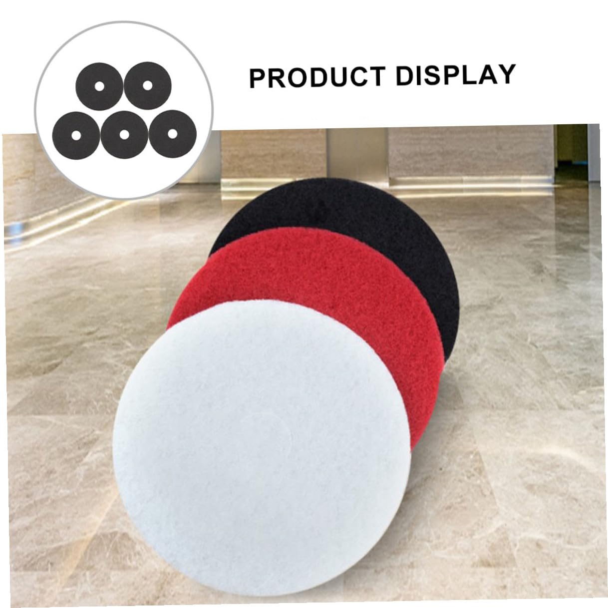 FRCOLOR 5pcs 17-inch Black Microfiber Floor Cleaning and Polishing Pads for Floor Machine Reusable Heavy-Duty Cleaner Mat Suitable for Commercial and Professional Use