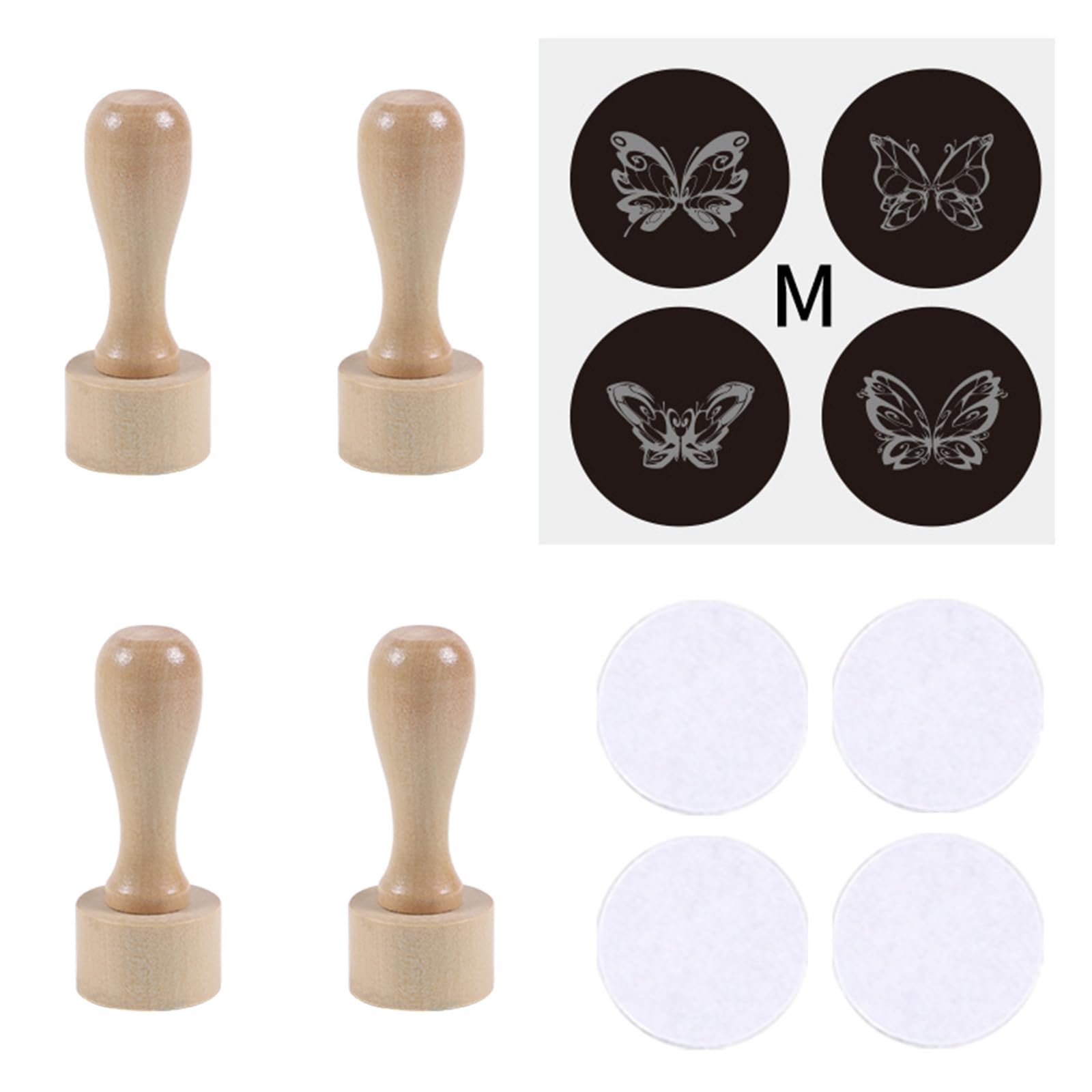 Qusinfc Of 4 Artistic Wooden Stamps for Creative Projects Featuring Ergonomic Handle and Customizable Designs Gift Wrapping Stamps