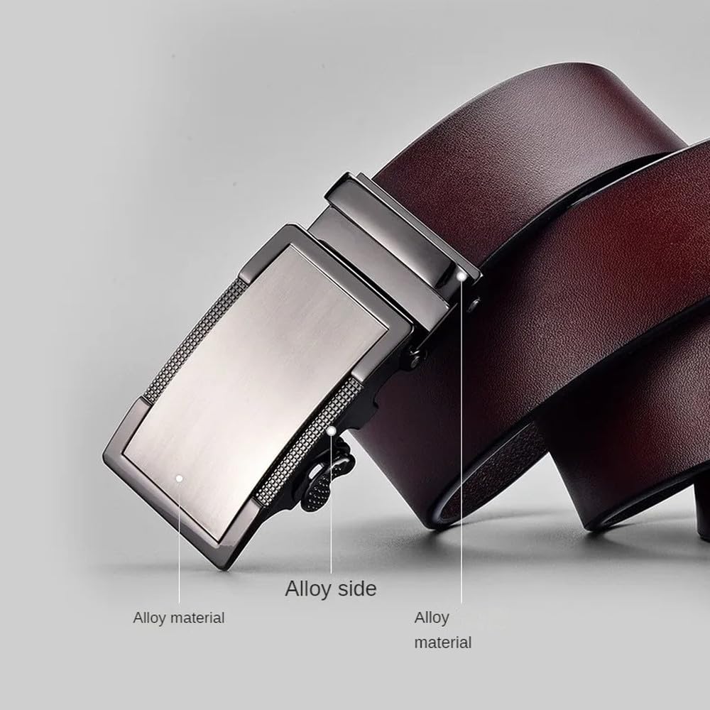 Cinturón de cuero auténtico para hombre, cinturón de negocios con hebilla automática de metal, correas de cintura para jeans