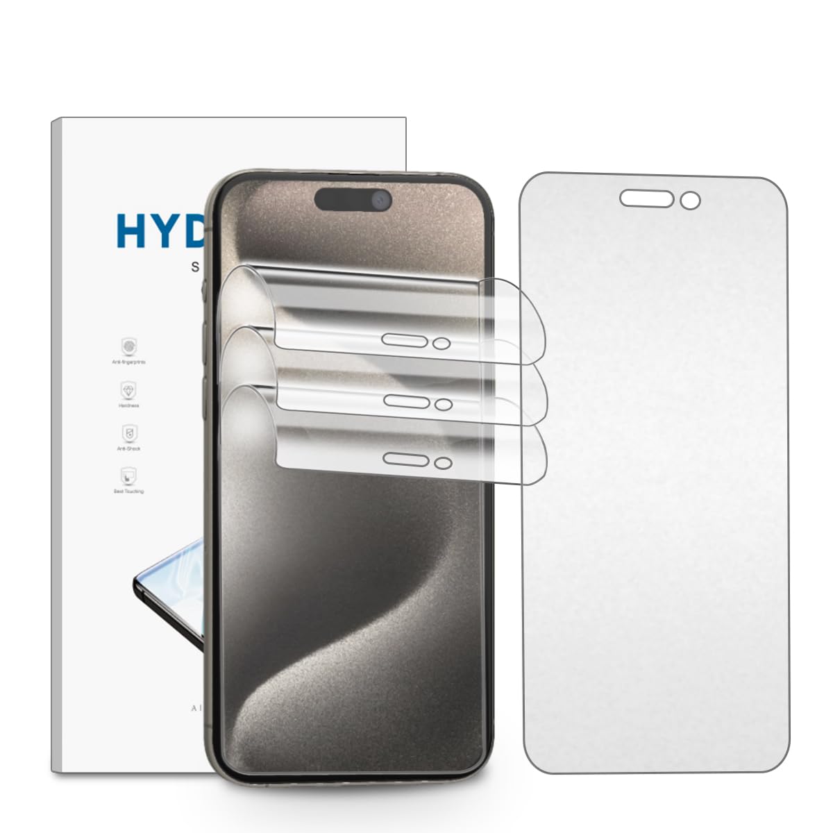 Protector Pantalla Mate para iPhone 15 Pro Max, 3 Piezas TPU Película de Hidrogel Antirreflectante, Antihuellas, Antideslumbrante (NO Vidrio Templado)