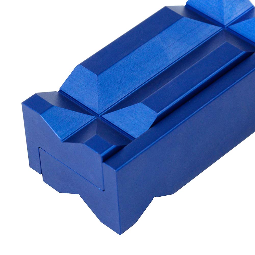 4-Inch Magnetic Billet Aluminum Vise Jaw Caps – Reversible Protective Inserts With Pipe Grooves (Blue)
