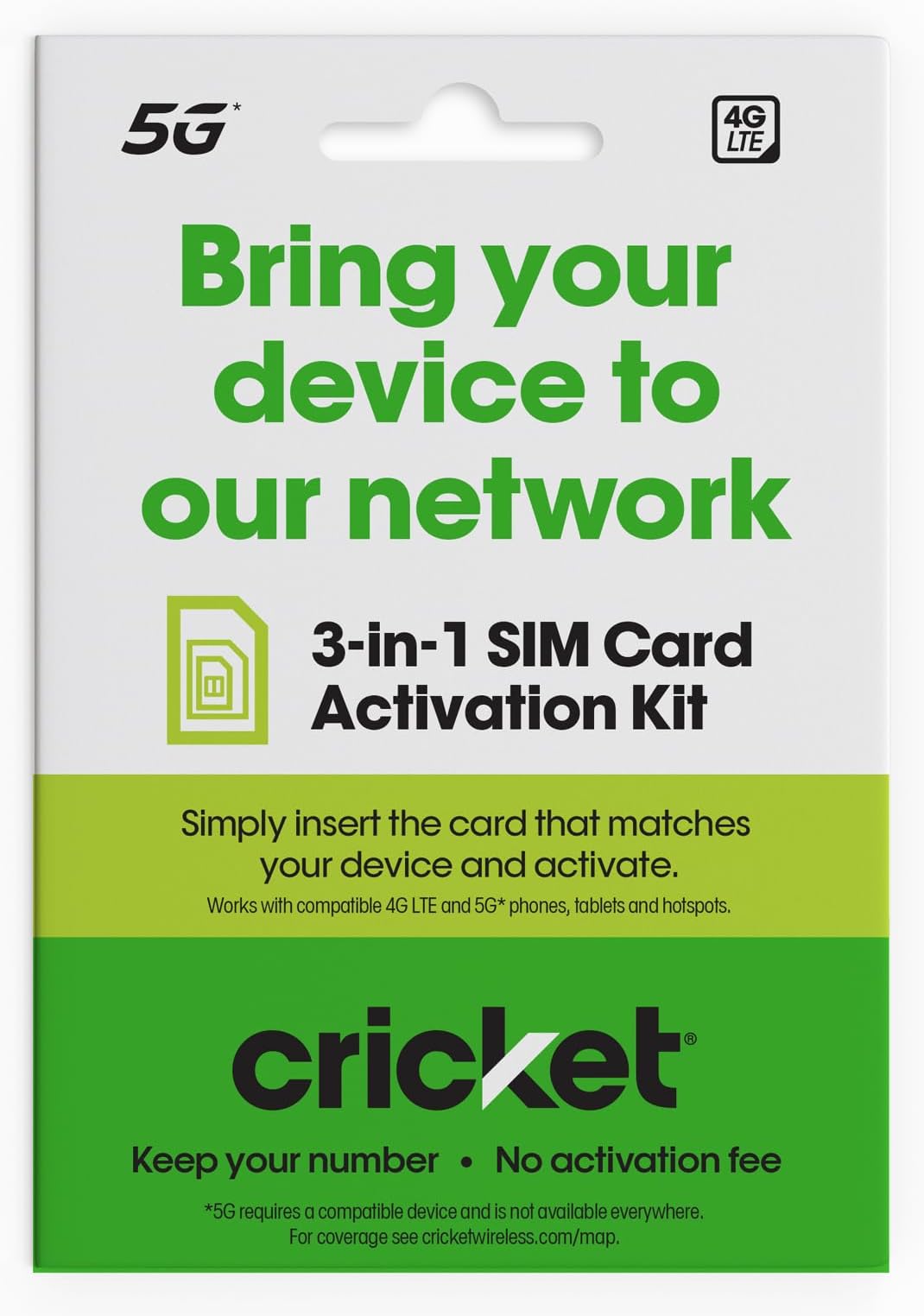 Cricket Wireless SIM Card 4G LTE, 5G, 5G+