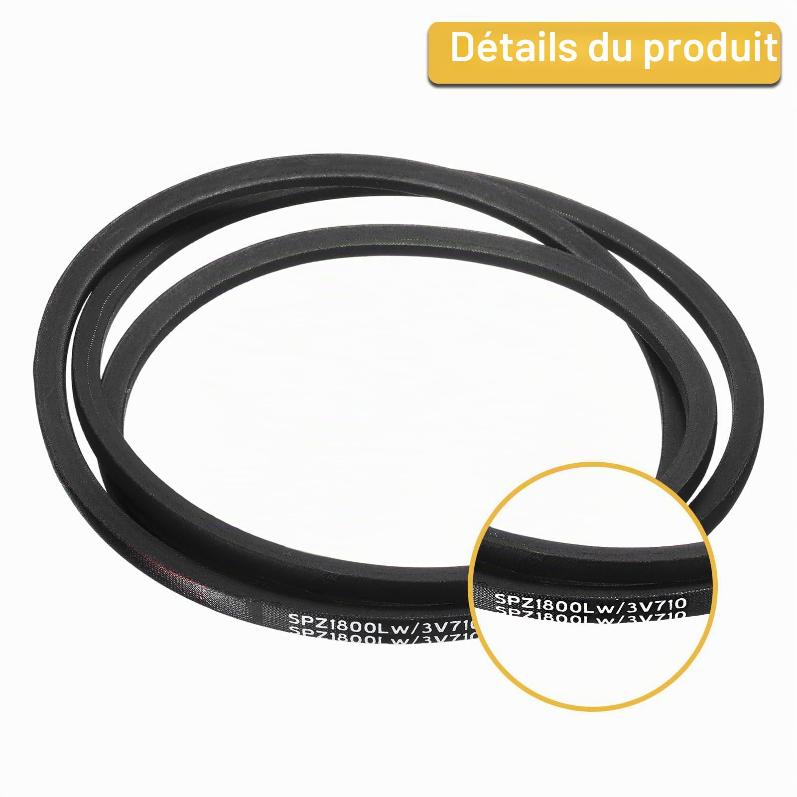 QUARKZMAN 2Pcs SPZ-1800 Courroies Trapézoïdales en Caoutchouc de Transmission Industrielle Puissance 1800mm Circonférence de Pas,10mm Largeur, 8mm Hauteur, 1813mm Circonférence Extérieure