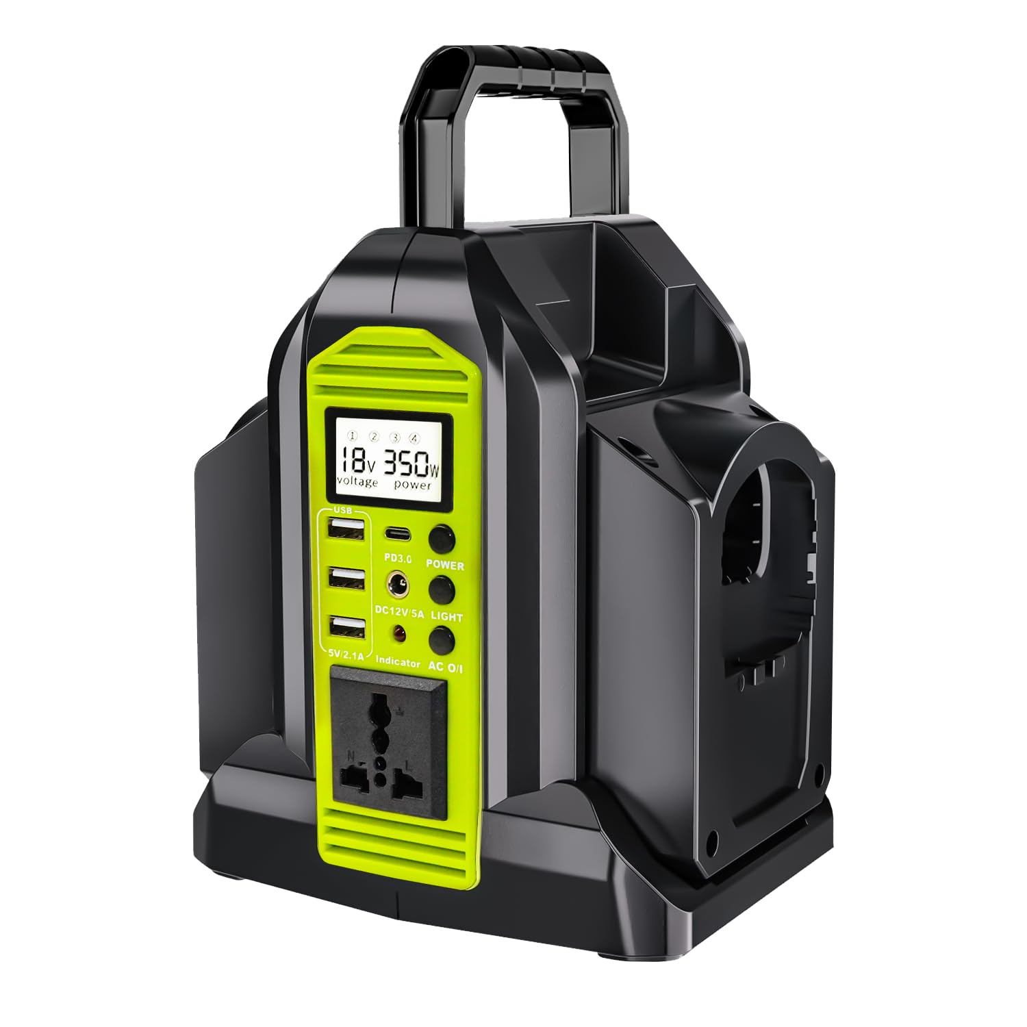 Onduleur à onde sinusoïdale pure 350 W, alimentation CC 18 V à 230 V/240 V AC, compatible avec les batteries au lithium Ryobi 18 V (batterie non incluse) | Convertisseur de puissance sans fil portable
