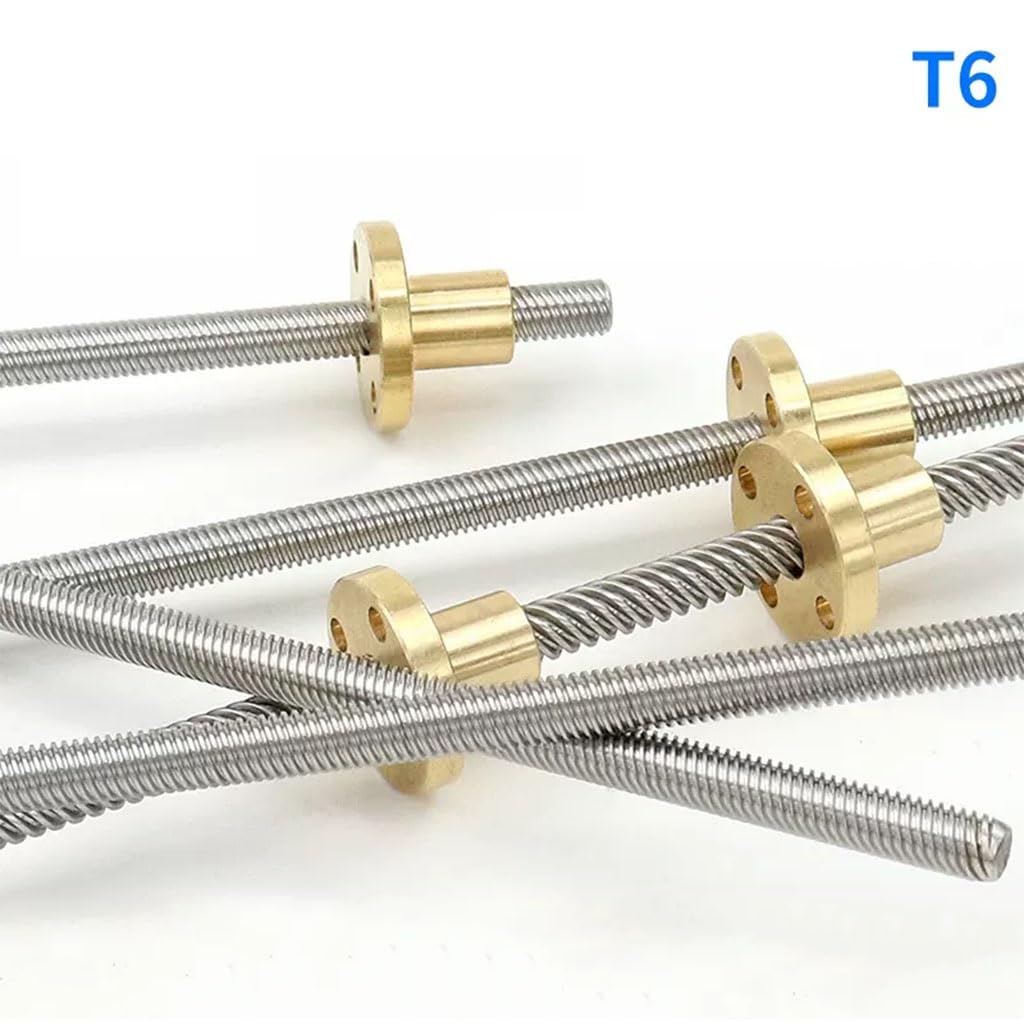 Varilla trapezoidal de acero inoxidable con tornillo de avance T6, con tuerca de cobre, 1 Uds., paso de 100mm, 1mm de avance, 6mm
