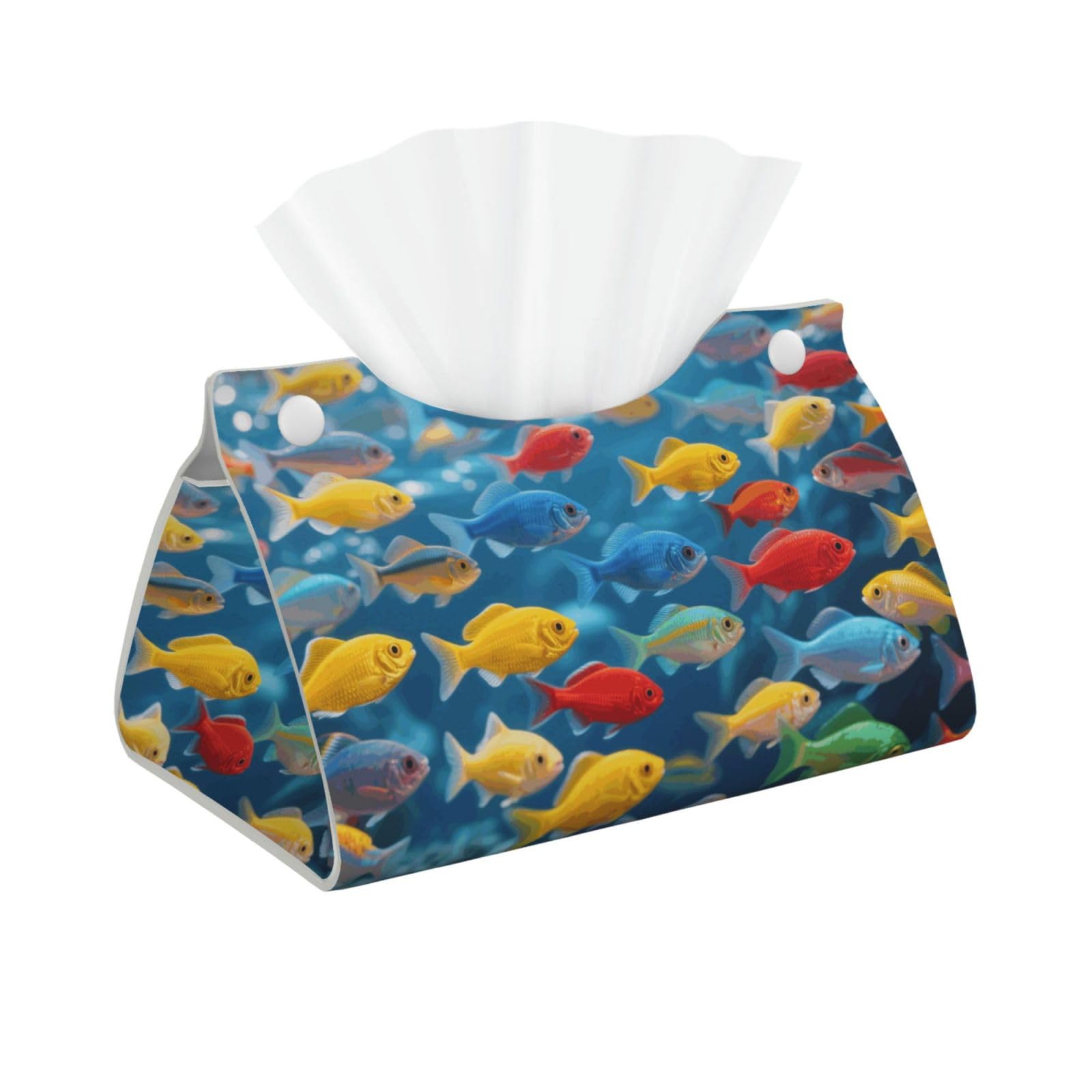 Pu Leather Tissue Box Cover, Sea Fishes Rectangle Tissue Case Covers Decorative Tissue Box Holder Waterproof Tissue Holder Organizer for Bathroom Home Office