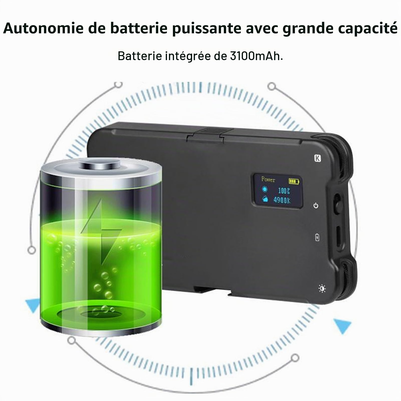 Éclairage LED de Photographie, Lumière de Photographie de Tatouage, Lumière Rechargeable sans Fil avec 180 Puces LED, Température de Couleur et luminosité Réglables, Lampe pour