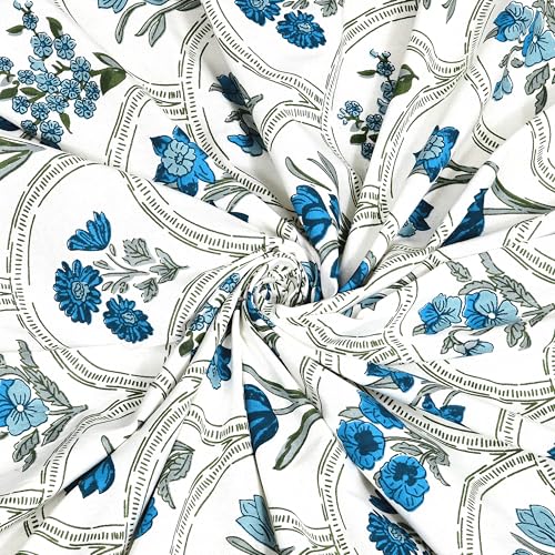 Image of BLOCKS OF INDIA Hand Block Printed 200 TC Cotton King Size Bedsheet (Grey Rose)